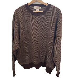 Vtg Heather Tweed Birdseye Crewneck Lambs Wool Sweater Mens Large Fair Isle